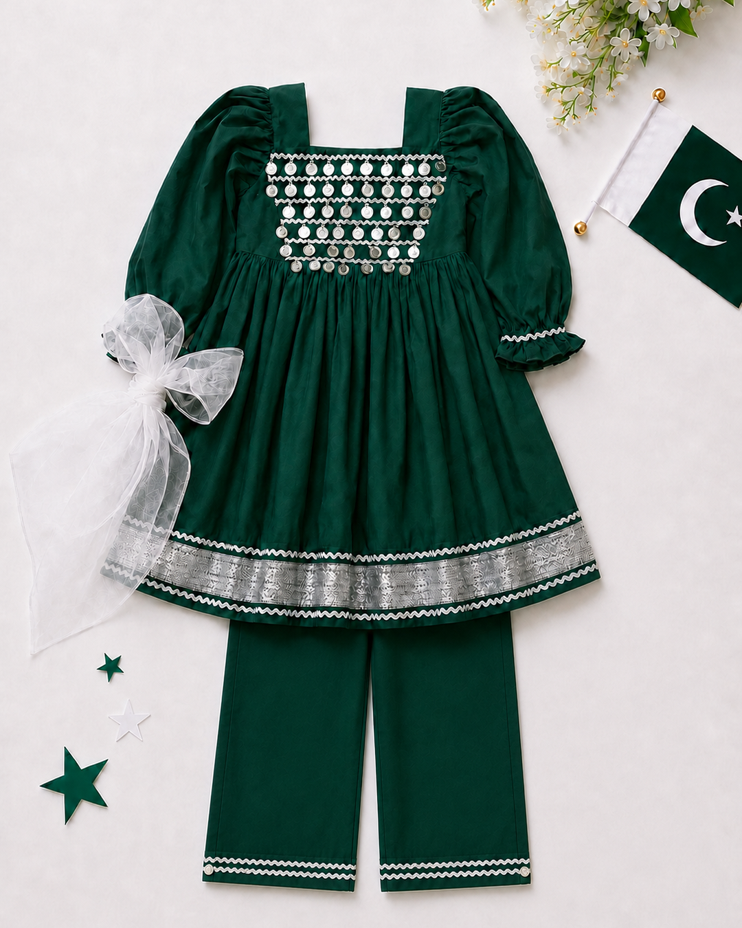 Emerald Coin-Work Festive Suit