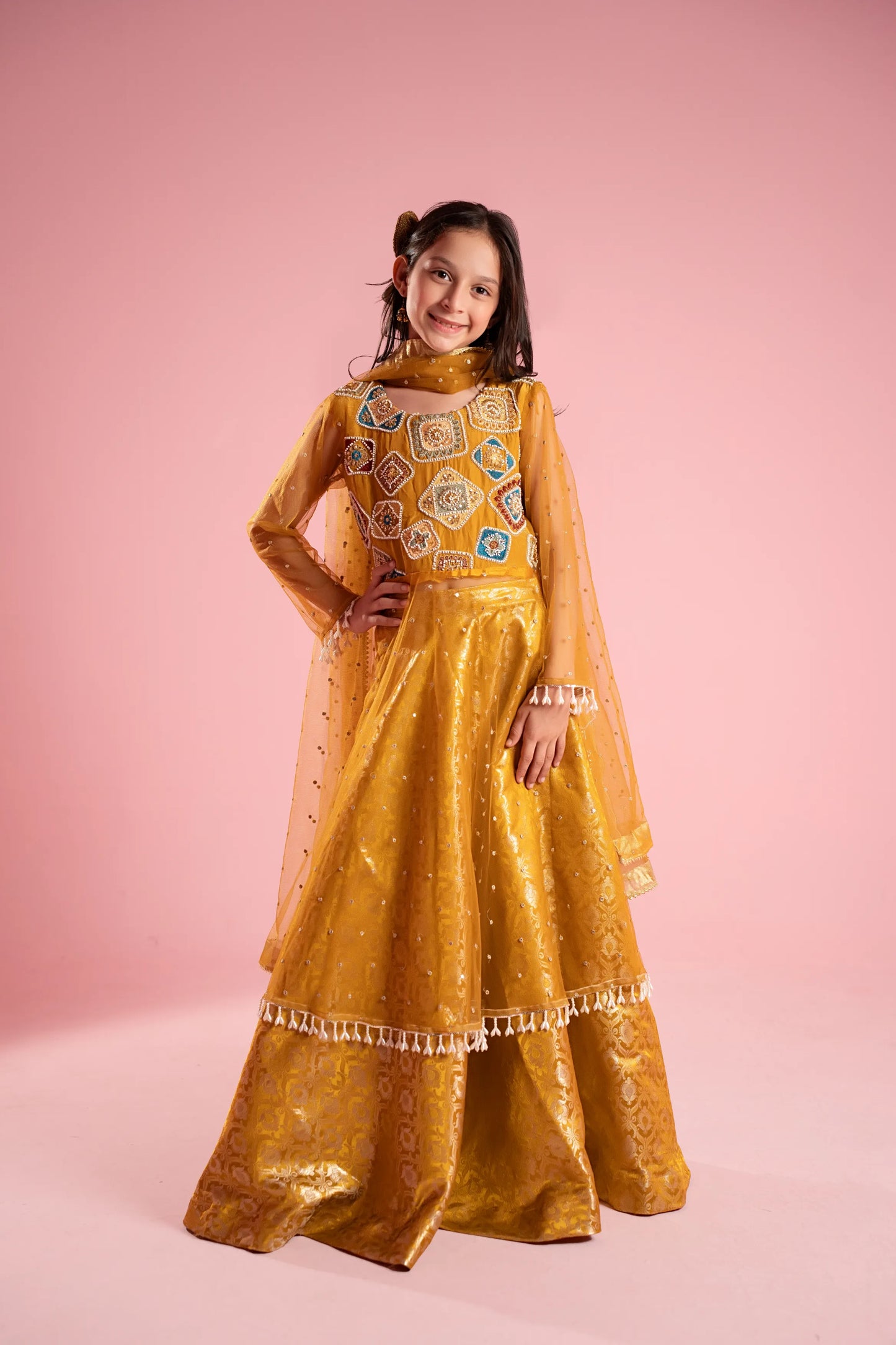 Golden Embroidered Festive Dress