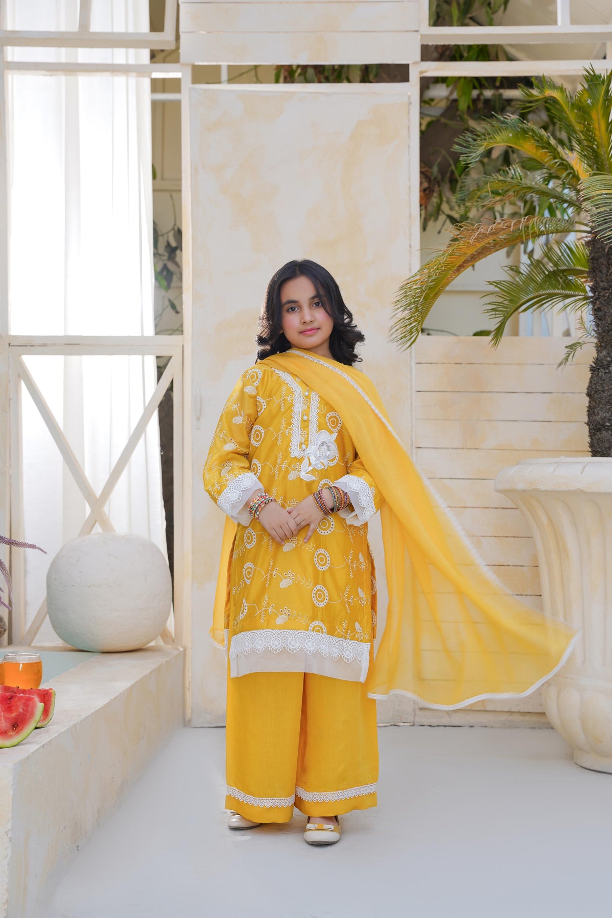 Mustured chikankari