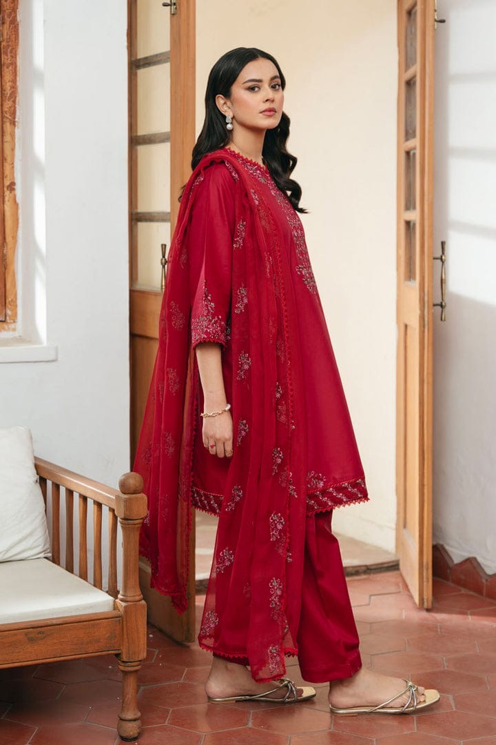 Elegant Embroidered Lawn 3-Piece Suit With Chiffon Dupatta