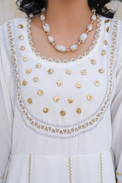 White Anarkali frock