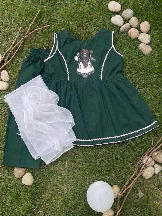 Azadi Green doll frock