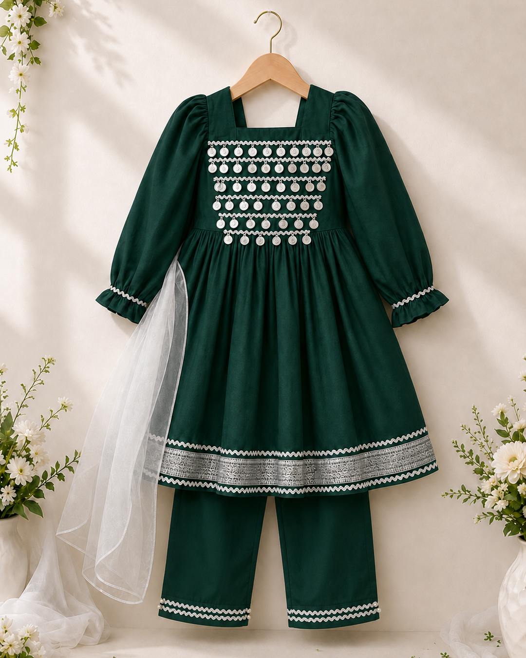 Emerald Coin-Work Festive Suit
