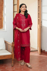 Elegant Embroidered Lawn 3-Piece Suit With Chiffon Dupatta