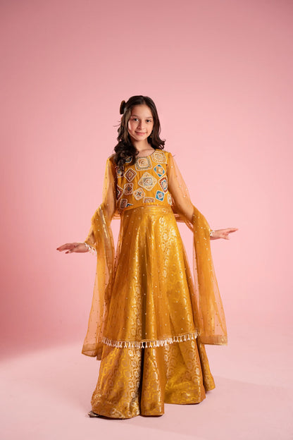 Golden Embroidered Festive Dress