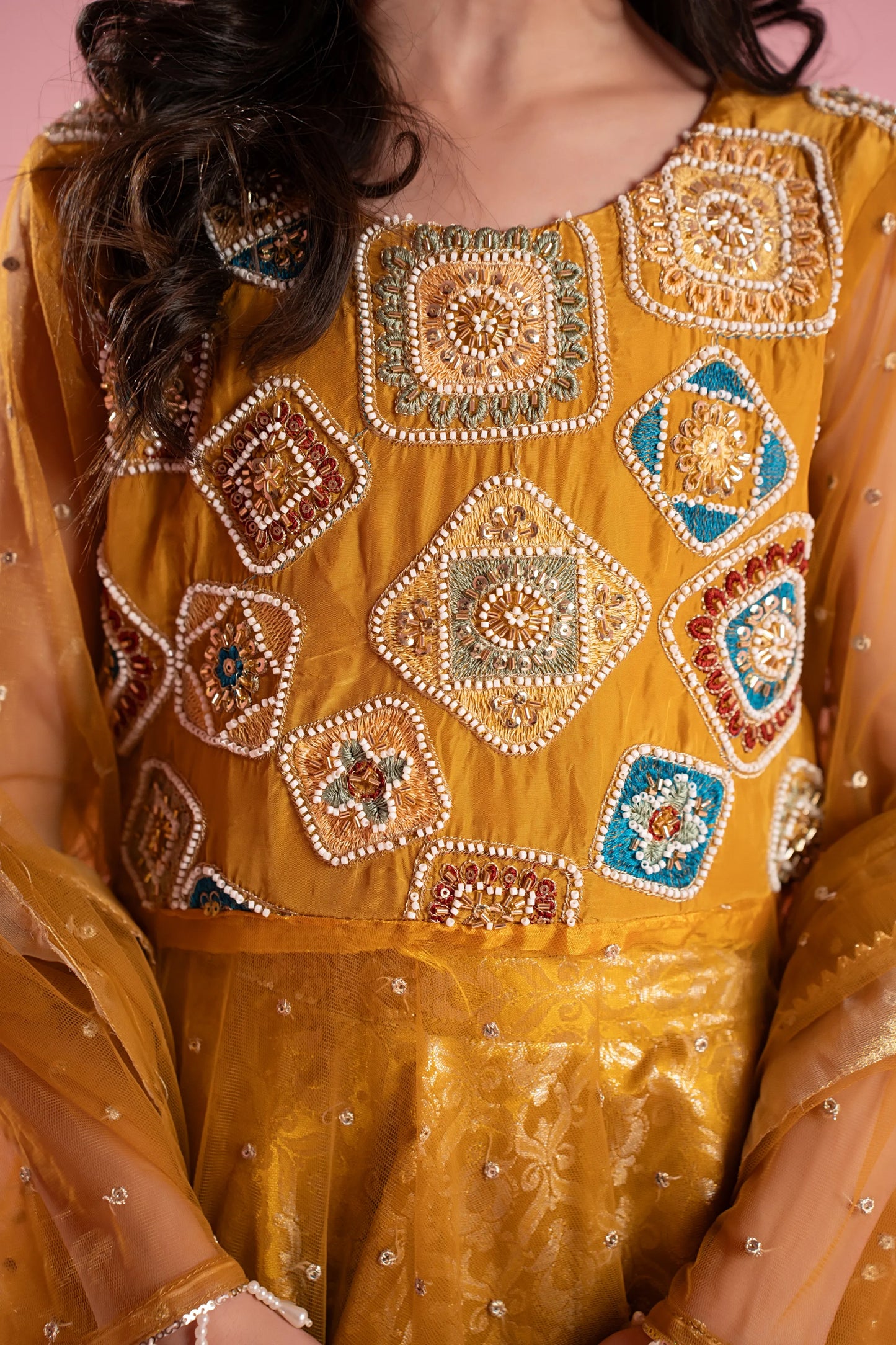 Golden Embroidered Festive Dress