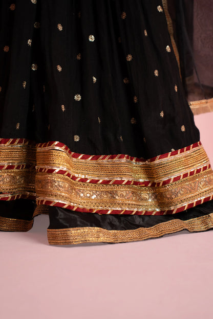Black & Gold Embroidered Festive Gown