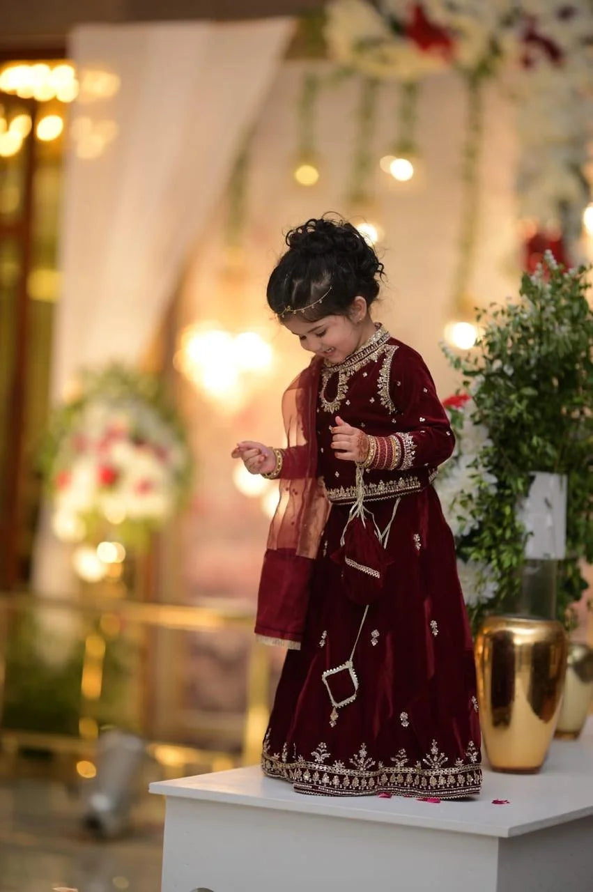Maroon Embroidered Lehnga Choli