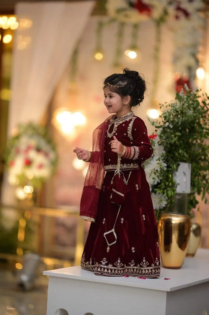 Maroon Embroidered Lehnga Choli