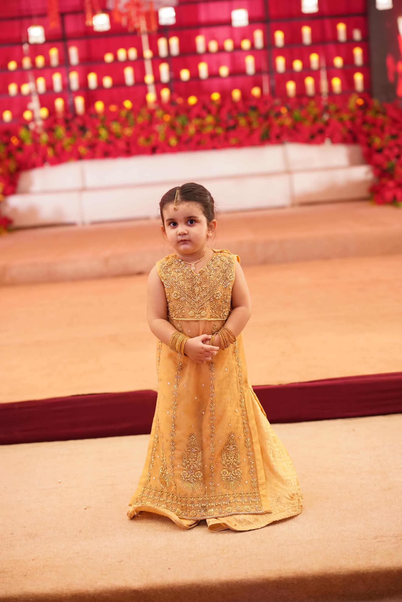 Royal Mustard Handcrafted Embroidered Lehenga Set for Girls