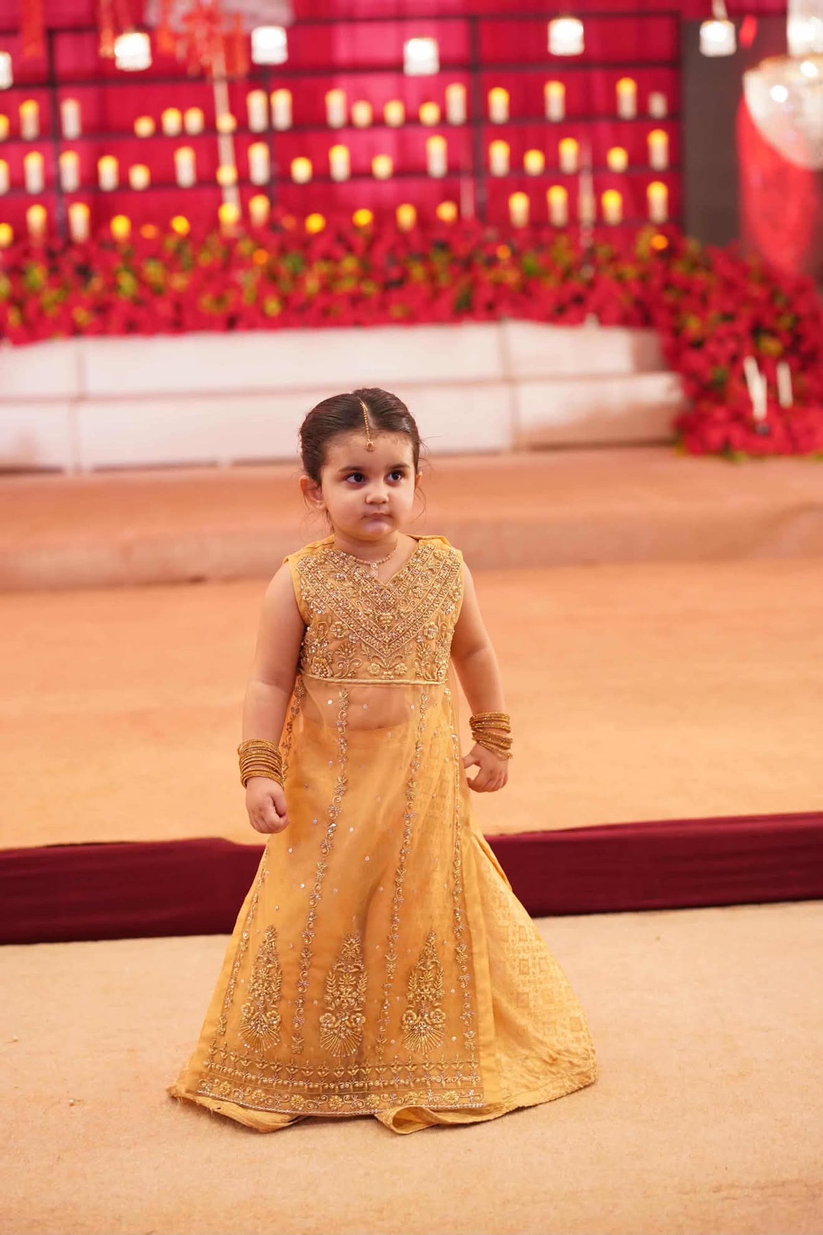 Royal Mustard Handcrafted Embroidered Lehenga Set for Girls