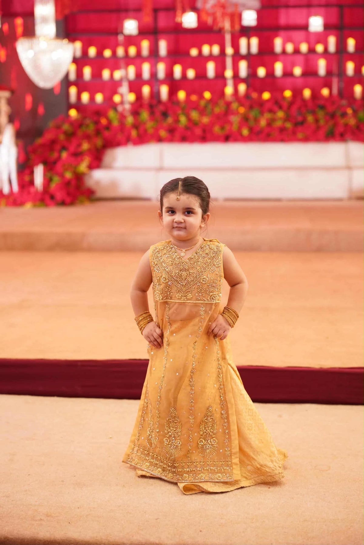 Royal Mustard Handcrafted Embroidered Lehenga Set for Girls