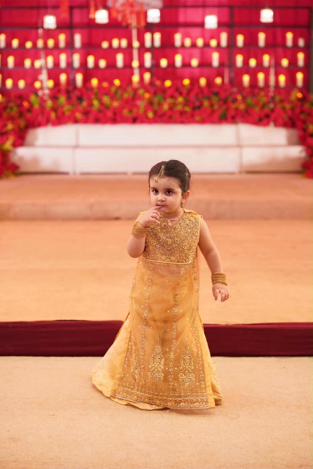 Royal Mustard Handcrafted Embroidered Lehenga Set for Girls