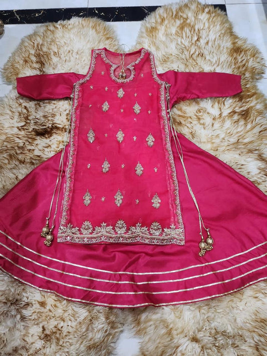 Silk Embroidered Festive Dress – Pink Edition
