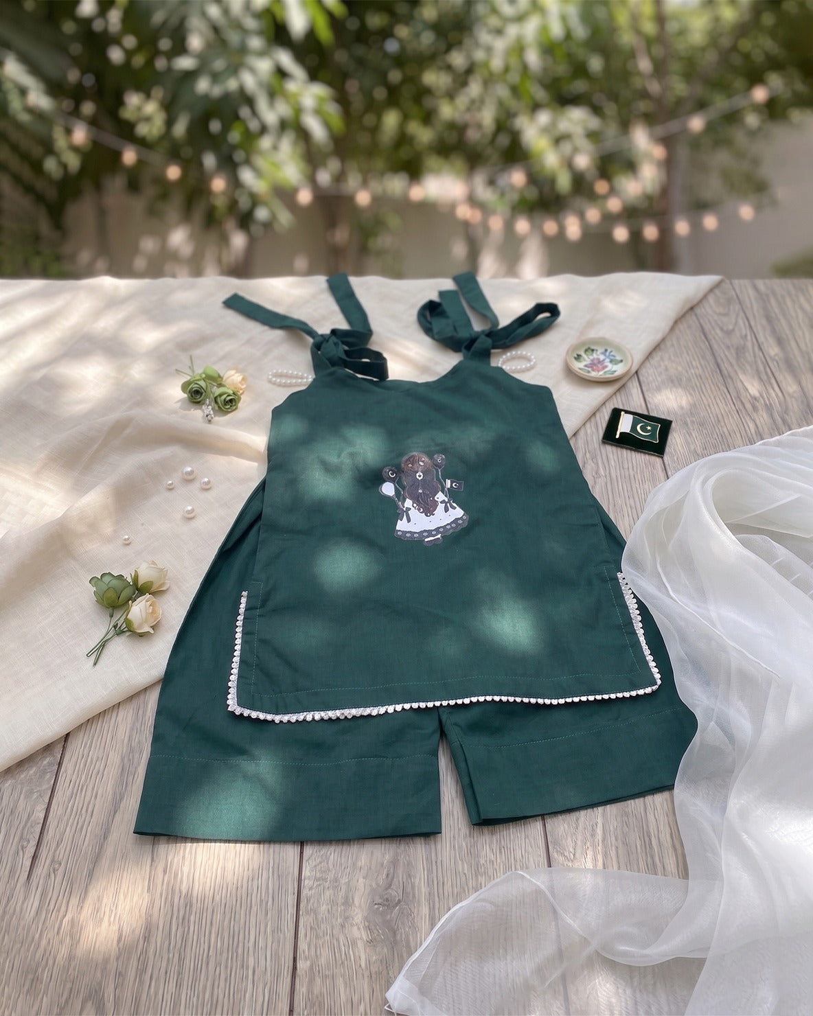 Azadi Green Strap Suit